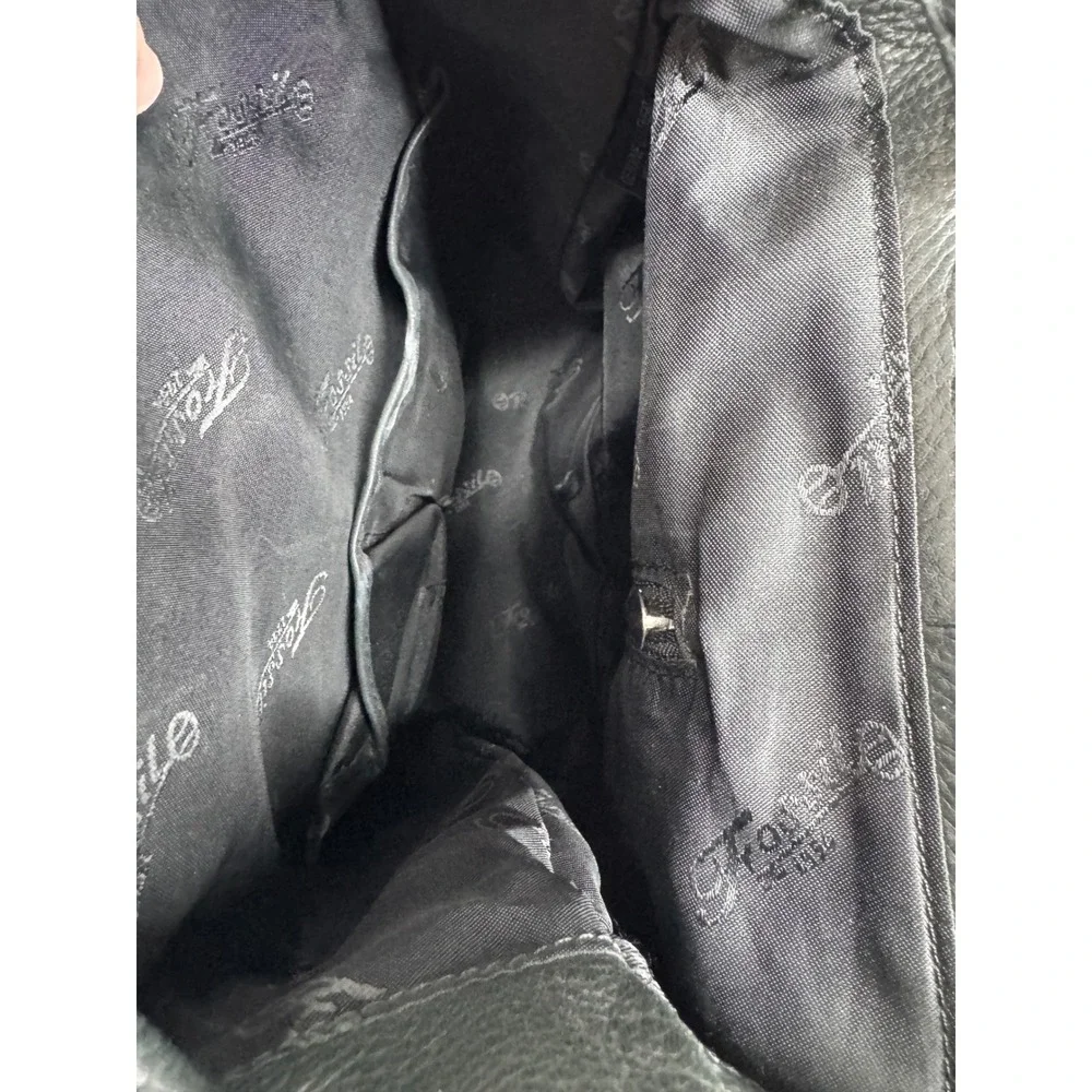 Fossil Y2K Vintage Black Pebbled Leather Mini Backpack Key Drawstring Bag 90s